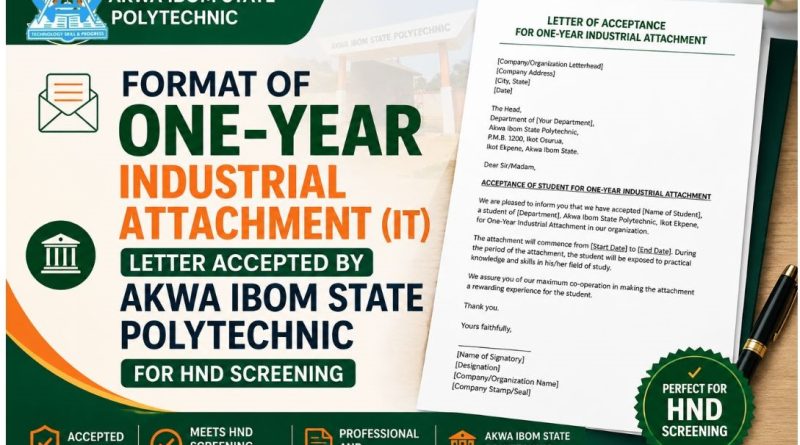 INDUSTRIAL ATTACHMENT (IT) LETTER